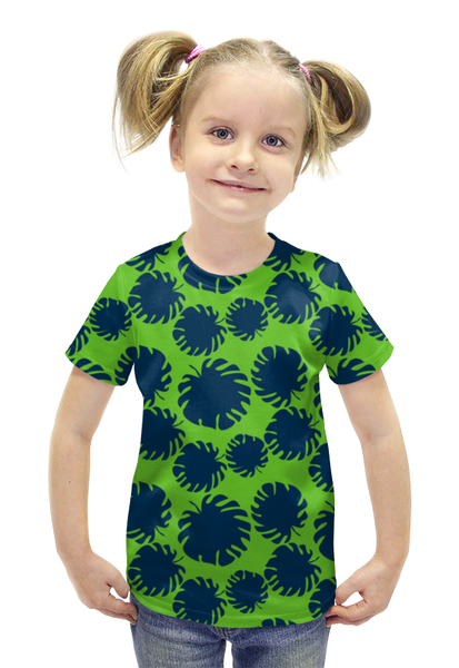 Заказать детскую футболку в Москве. Футболка с полной запечаткой для девочек Тропические листья от jb-project@yandex.ru - готовые дизайны и нанесение принтов.