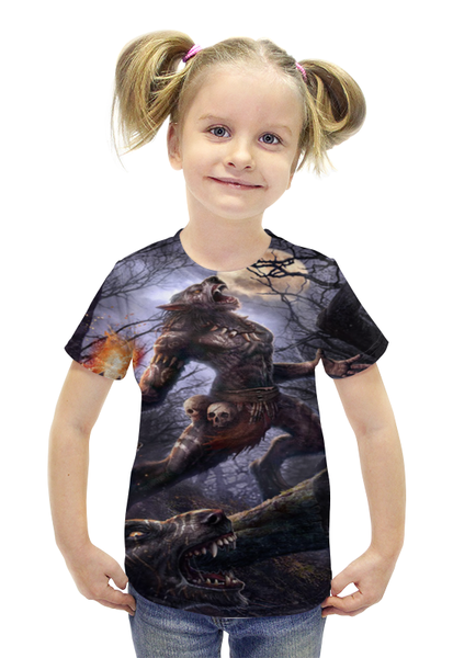 Заказать детскую футболку в Москве. Футболка с полной запечаткой для девочек Оборотни от Серега Шнайдер - готовые дизайны и нанесение принтов.