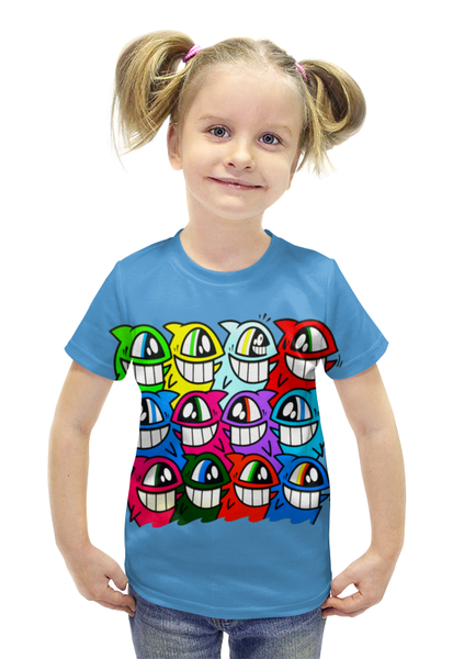 Заказать детскую футболку в Москве. Футболка с полной запечаткой для девочек Весёлый арт от Leichenwagen - готовые дизайны и нанесение принтов.