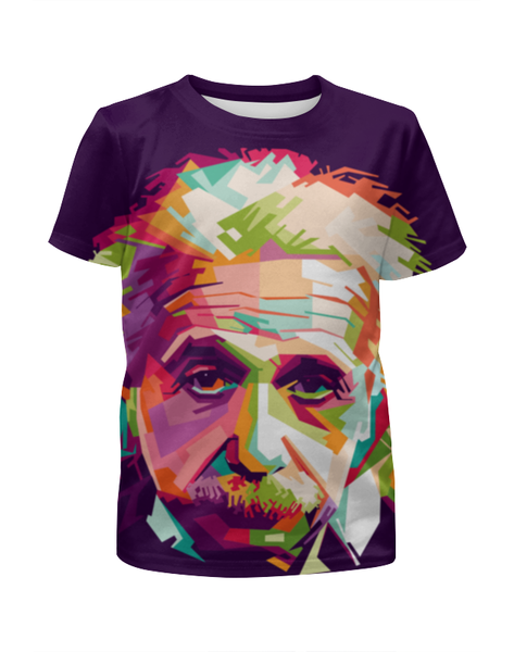 Заказать детскую футболку в Москве. Футболка с полной запечаткой для девочек Альберт Эйнштейн  от ПРИНТЫ ПЕЧАТЬ  - готовые дизайны и нанесение принтов.