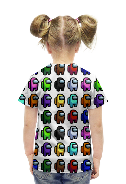 Заказать детскую футболку в Москве. Футболка с полной запечаткой для девочек AMONG US от robus - готовые дизайны и нанесение принтов.