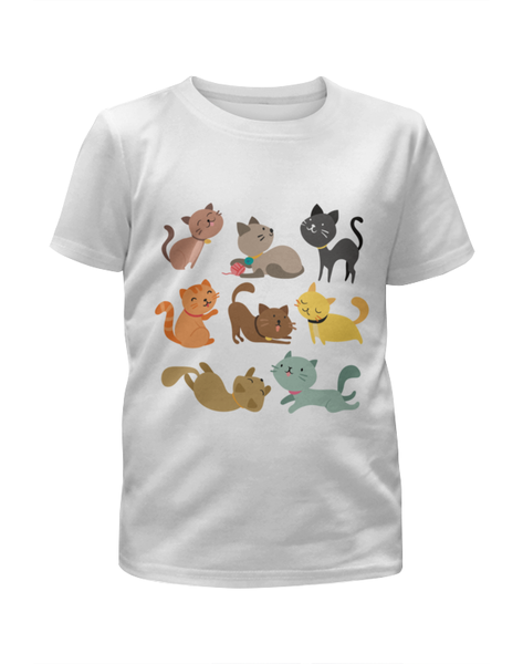 Заказать детскую футболку в Москве. Футболка с полной запечаткой для девочек Весёлые котята от Yaroslava - готовые дизайны и нанесение принтов.