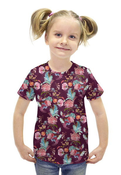 Заказать детскую футболку в Москве. Футболка с полной запечаткой для девочек ЦВЕТЫ   от CoolDesign - готовые дизайны и нанесение принтов.
