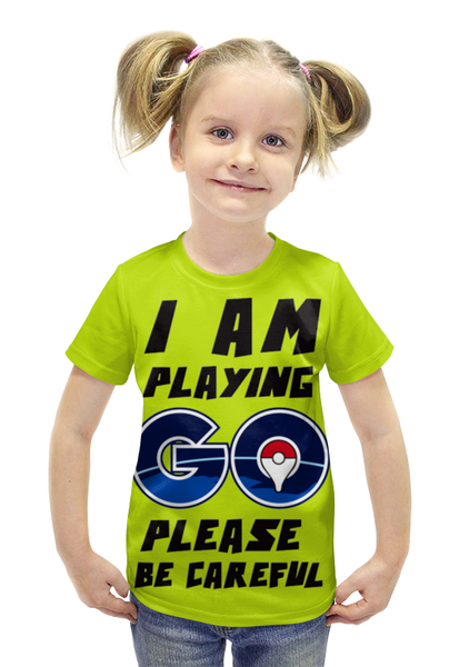 Заказать детскую футболку в Москве. Футболка с полной запечаткой для девочек Pokebol Go от ПРИНТЫ ПЕЧАТЬ  - готовые дизайны и нанесение принтов.
