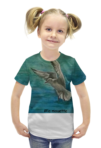 Заказать детскую футболку в Москве. Футболка с полной запечаткой для девочек Чайка от mrs-snit@yandex.ru - готовые дизайны и нанесение принтов.