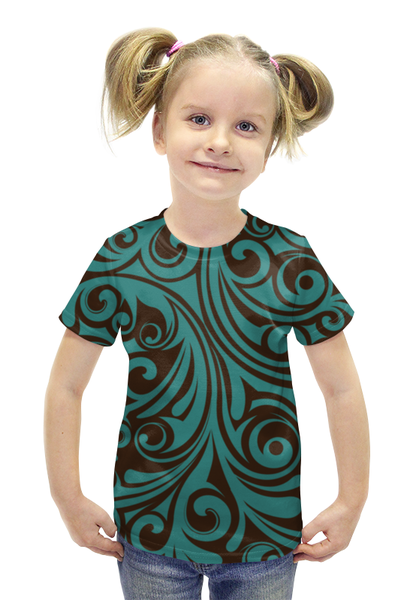 Заказать детскую футболку в Москве. Футболка с полной запечаткой для девочек Кружевная от BeliySlon - готовые дизайны и нанесение принтов.