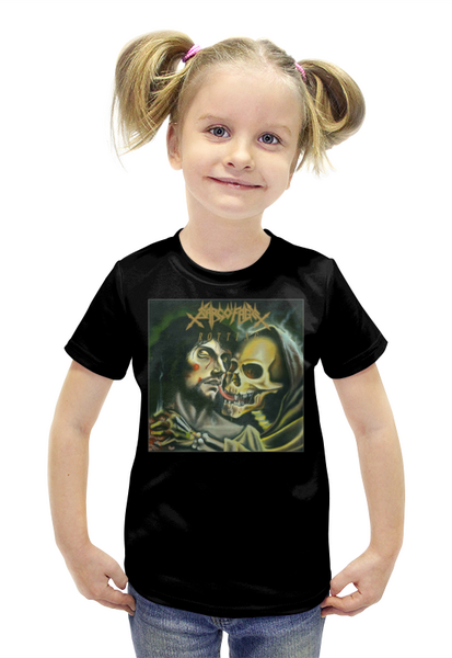 Заказать детскую футболку в Москве. Футболка с полной запечаткой для девочек Sarcofago death metal band от Leichenwagen - готовые дизайны и нанесение принтов.