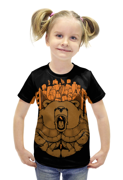 Заказать детскую футболку в Москве. Футболка с полной запечаткой для девочек BEAR CITY / Медведь от crash - готовые дизайны и нанесение принтов.