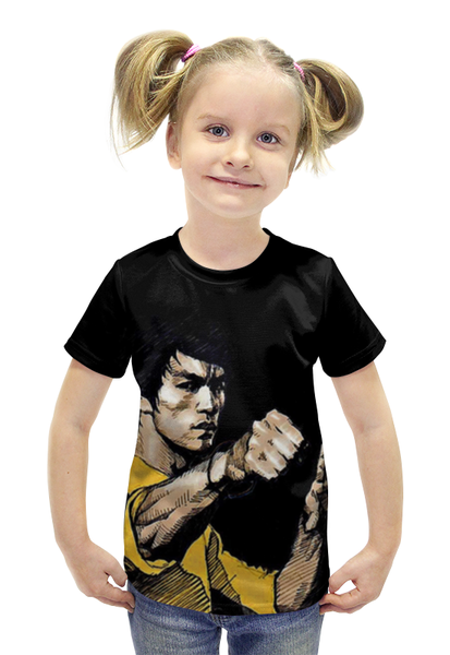 Заказать детскую футболку в Москве. Футболка с полной запечаткой для девочек Брюс Ли от coolmag - готовые дизайны и нанесение принтов.