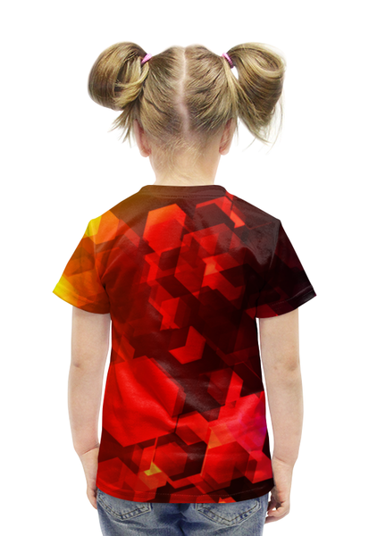 Заказать детскую футболку в Москве. Футболка с полной запечаткой для девочек Шестиугольники от Anna Lomachenko - готовые дизайны и нанесение принтов.