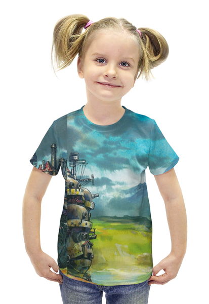Заказать детскую футболку в Москве. Футболка с полной запечаткой для девочек Ходячий замок от Y L - готовые дизайны и нанесение принтов.
