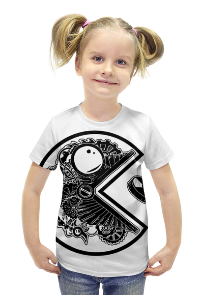 Заказать детскую футболку в Москве. Футболка с полной запечаткой для девочек Pac-man от BJ Shop - готовые дизайны и нанесение принтов.
