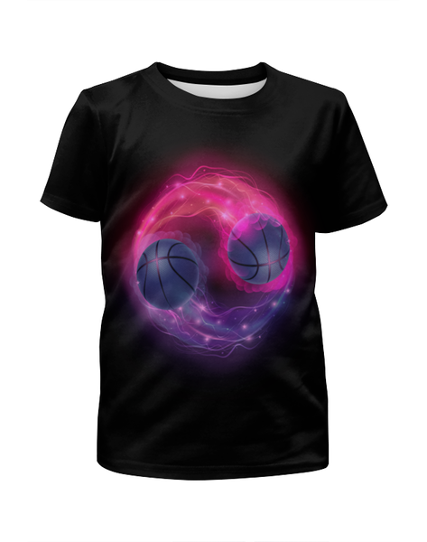 Заказать детскую футболку в Москве. Футболка с полной запечаткой для девочек Пламенные мячи от THE_NISE  - готовые дизайны и нанесение принтов.