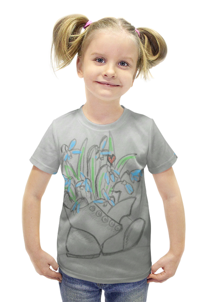 Заказать детскую футболку в Москве. Футболка с полной запечаткой для девочек Подснежники от mrs-snit@yandex.ru - готовые дизайны и нанесение принтов.