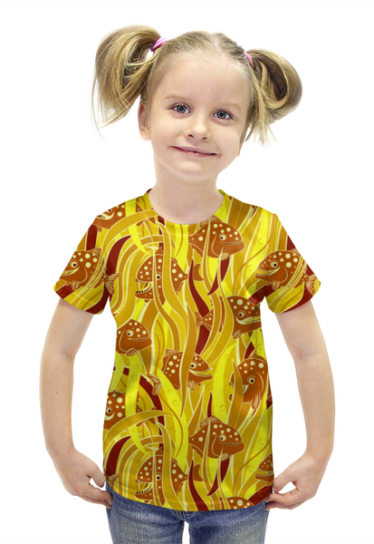 Заказать детскую футболку в Москве. Футболка с полной запечаткой для девочек СОЛНЕЧНЫЕ ПИРАНЬИ от ELENA ZHARINOVA - готовые дизайны и нанесение принтов.