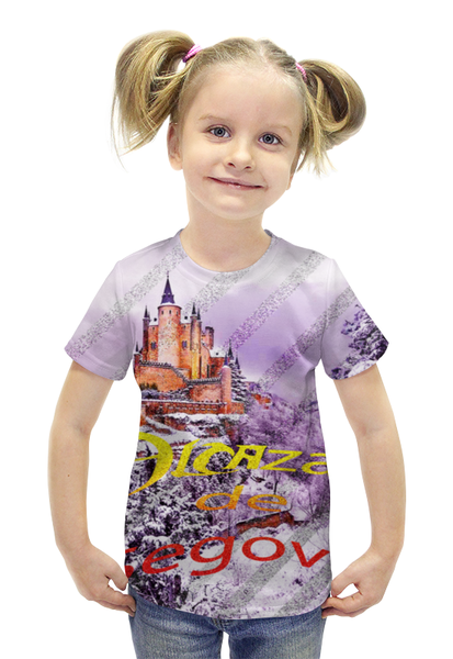 Заказать детскую футболку в Москве. Футболка с полной запечаткой для девочек Испанский замок Сеговия от Stil na yarkosti - готовые дизайны и нанесение принтов.