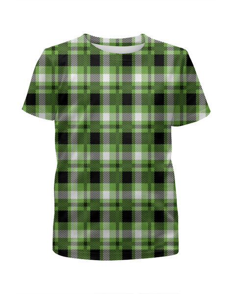 Заказать детскую футболку в Москве. Футболка с полной запечаткой для девочек Зеленая клетка от THE_NISE  - готовые дизайны и нанесение принтов.