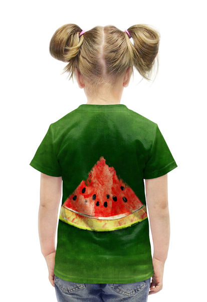 Заказать детскую футболку в Москве. Футболка с полной запечаткой для девочек Сочный арбуз от anomalica - готовые дизайны и нанесение принтов.
