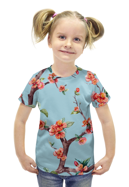 Заказать детскую футболку в Москве. Футболка с полной запечаткой для девочек ВИШНЯ от CoolDesign - готовые дизайны и нанесение принтов.
