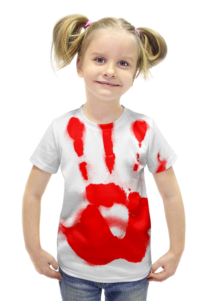 Заказать детскую футболку в Москве. Футболка с полной запечаткой для девочек рука. от queen  - готовые дизайны и нанесение принтов.