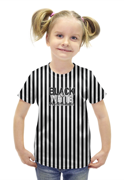 Заказать детскую футболку в Москве. Футболка с полной запечаткой для девочек Черно-белая психоделика. от Zorgo-Art  - готовые дизайны и нанесение принтов.