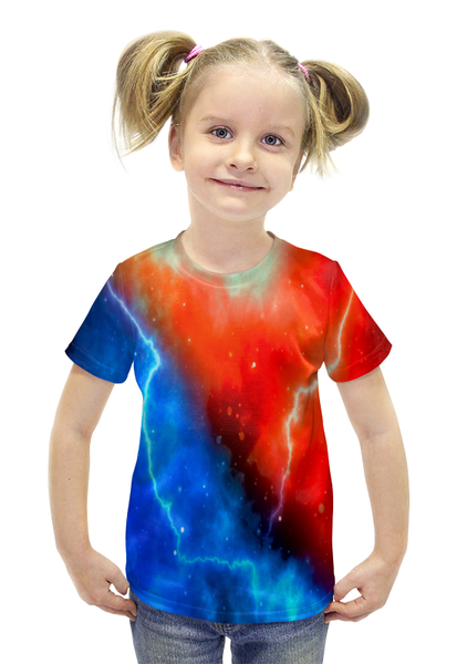 Заказать детскую футболку в Москве. Футболка с полной запечаткой для девочек Разряд молнии от THE_NISE  - готовые дизайны и нанесение принтов.
