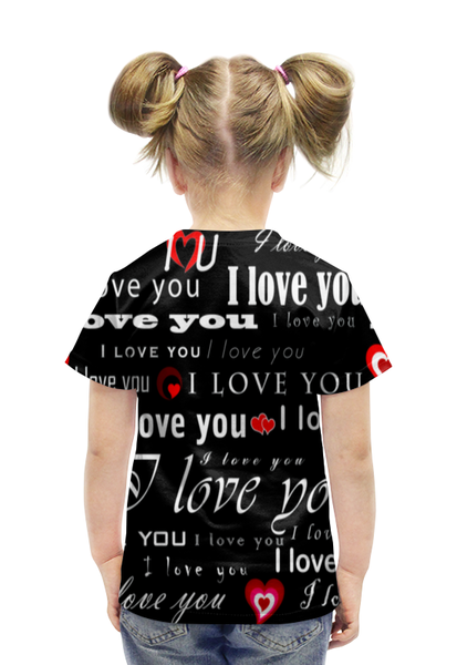 Заказать детскую футболку в Москве. Футболка с полной запечаткой для девочек Love You от THE_NISE  - готовые дизайны и нанесение принтов.