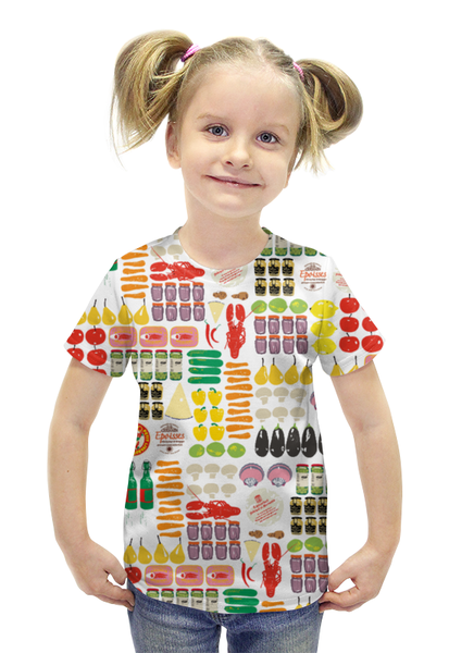Заказать детскую футболку в Москве. Футболка с полной запечаткой для девочек FOOD  от CoolDesign - готовые дизайны и нанесение принтов.