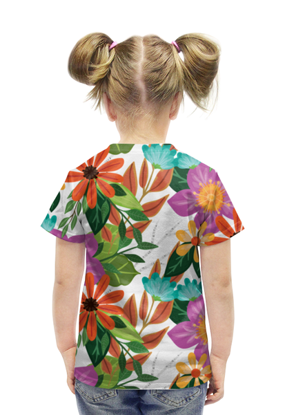 Заказать детскую футболку в Москве. Футболка с полной запечаткой для девочек  flowers от THE_NISE  - готовые дизайны и нанесение принтов.
