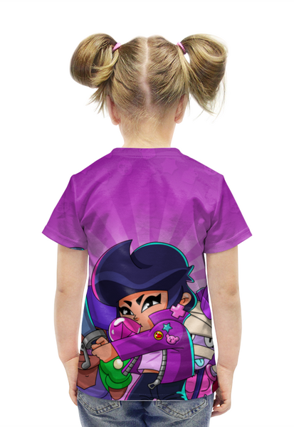 Заказать детскую футболку в Москве. Футболка с полной запечаткой для девочек BRAWL STARS BIBI от geekbox - готовые дизайны и нанесение принтов.