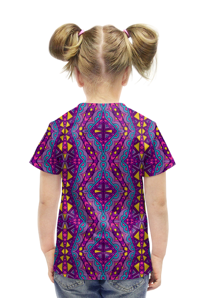 Заказать детскую футболку в Москве. Футболка с полной запечаткой для девочек Фиолетовая мозаика от THE_NISE  - готовые дизайны и нанесение принтов.