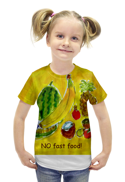 Заказать детскую футболку в Москве. Футболка с полной запечаткой для девочек Фрукты от mrs-snit@yandex.ru - готовые дизайны и нанесение принтов.