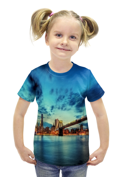 Заказать детскую футболку в Москве. Футболка с полной запечаткой для девочек Бруклинский мост от THE_NISE  - готовые дизайны и нанесение принтов.