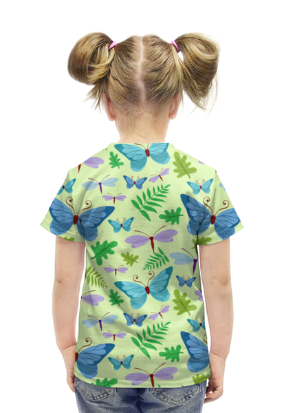 Заказать детскую футболку в Москве. Футболка с полной запечаткой для девочек Бабочки и стрекозы от Amerikanka - готовые дизайны и нанесение принтов.