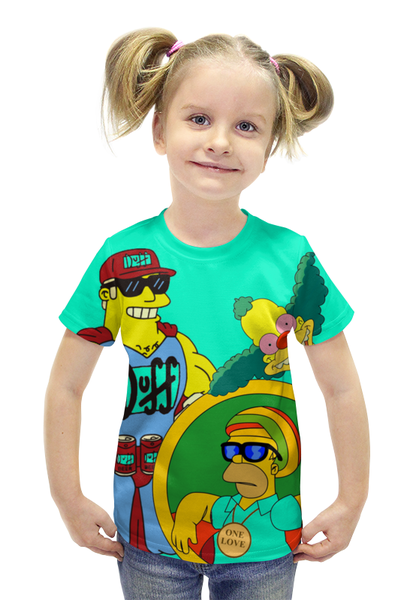 Заказать детскую футболку в Москве. Футболка с полной запечаткой для девочек Simpsons от Арам Тахмазян - готовые дизайны и нанесение принтов.