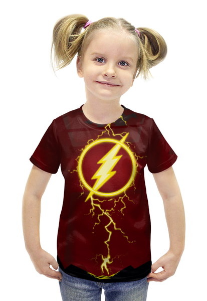 Заказать детскую футболку в Москве. Футболка с полной запечаткой для девочек Flash/Флэш от crash - готовые дизайны и нанесение принтов.