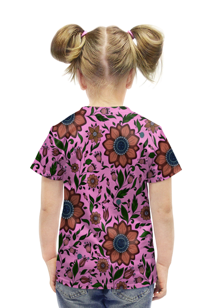Заказать детскую футболку в Москве. Футболка с полной запечаткой для девочек Мишка и бабочки от THE_NISE  - готовые дизайны и нанесение принтов.