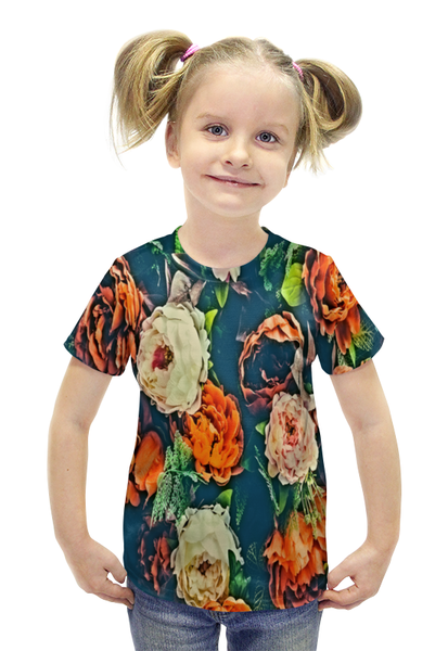 Заказать детскую футболку в Москве. Футболка с полной запечаткой для девочек Flowers от THE_NISE  - готовые дизайны и нанесение принтов.