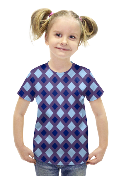 Заказать детскую футболку в Москве. Футболка с полной запечаткой для девочек Узор ромбов от THE_NISE  - готовые дизайны и нанесение принтов.