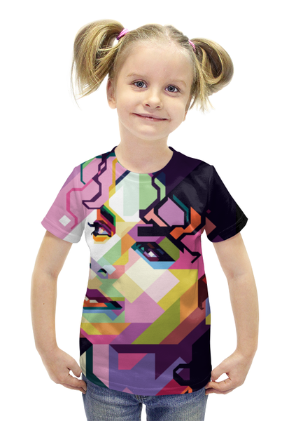 Заказать детскую футболку в Москве. Футболка с полной запечаткой для девочек Майкл Джексон  от ПРИНТЫ ПЕЧАТЬ  - готовые дизайны и нанесение принтов.