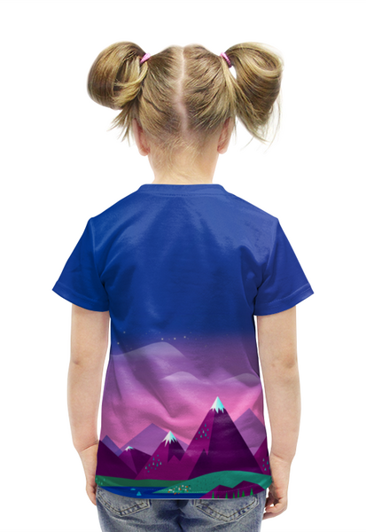 Заказать детскую футболку в Москве. Футболка с полной запечаткой для девочек Горы, Мечта от BestPrint  - готовые дизайны и нанесение принтов.