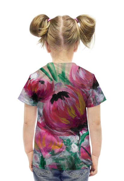 Заказать детскую футболку в Москве. Футболка с полной запечаткой для девочек Полевые цветы от d_ari.design@mail.ru - готовые дизайны и нанесение принтов.