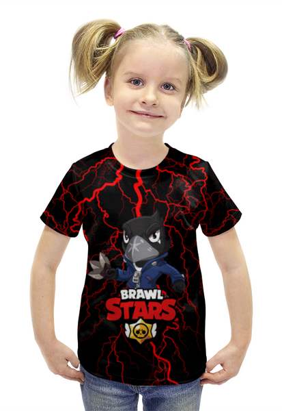 Заказать детскую футболку в Москве. Футболка с полной запечаткой для девочек Brawl Stars CROW от weeert - готовые дизайны и нанесение принтов.