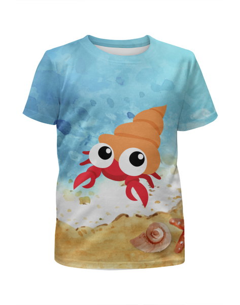 Заказать детскую футболку в Москве. Футболка с полной запечаткой для девочек Морской рак от nadegda - готовые дизайны и нанесение принтов.