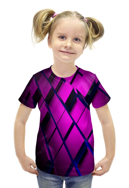 Заказать детскую футболку в Москве. Футболка с полной запечаткой для девочек Кубики от THE_NISE  - готовые дизайны и нанесение принтов.