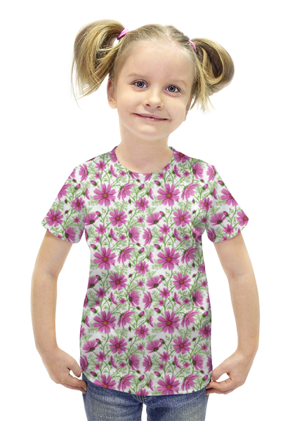 Заказать детскую футболку в Москве. Футболка с полной запечаткой для девочек Цветочки от Ирина - готовые дизайны и нанесение принтов.