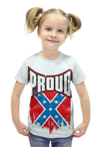 Заказать детскую футболку в Москве. Футболка с полной запечаткой для девочек Флаг Конфедерации США от Leichenwagen - готовые дизайны и нанесение принтов.