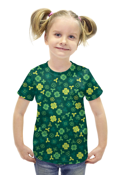 Заказать детскую футболку в Москве. Футболка с полной запечаткой для девочек трилистник от THE_NISE  - готовые дизайны и нанесение принтов.