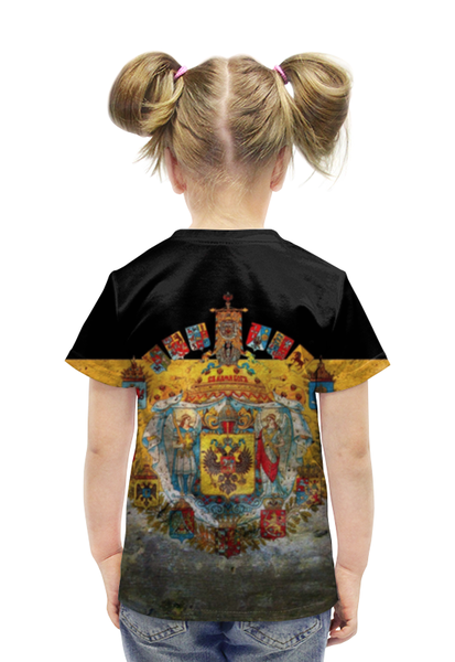 Заказать детскую футболку в Москве. Футболка с полной запечаткой для девочек российская империя от queen  - готовые дизайны и нанесение принтов.