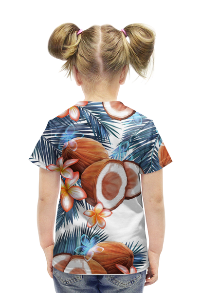 Заказать детскую футболку в Москве. Футболка с полной запечаткой для девочек Кокосы от Виктор Гришин - готовые дизайны и нанесение принтов.